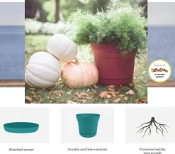 Bloem Saturn 6.5 in. H X 7.25 in. W Resin Traditional Planter Bermuda Teal