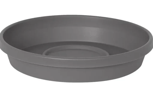 Bloem Terra 2 in. H X 11.25 in. W X 9.5 in. D Resin Traditional Plant Saucer Charcoal