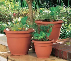 Bloem Terracotta Clay Resin Bell Ariana Planter 12 Dia. in. with Drainage Holes