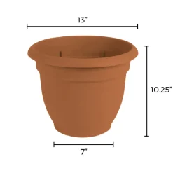 Bloem Terracotta Clay Resin Bell Ariana Planter 12 Dia. in. with Drainage Holes