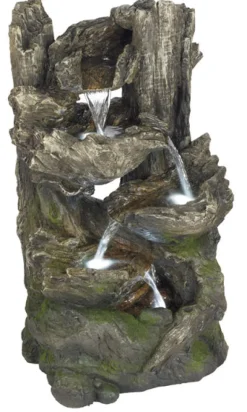 Bond Forest Log Fountain With Waterfall Tiers 13.8 In. L X 12.2 In. W X 25 In. H Resin