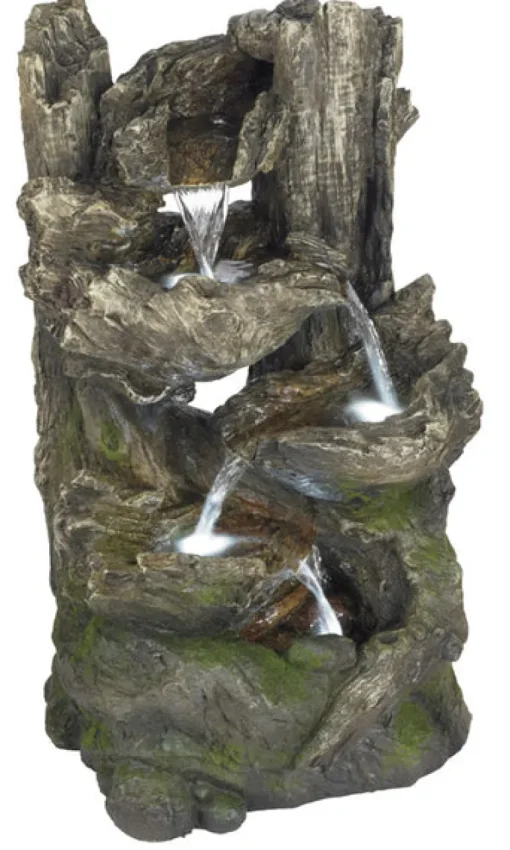 Bond Forest Log Fountain With Waterfall Tiers 13.8 In. L X 12.2 In. W X 25 In. H Resin