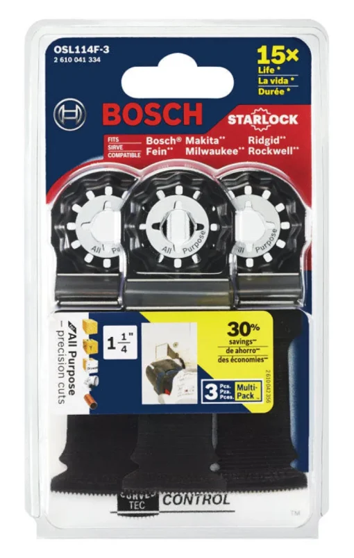 Bosch Starlock 1-1/4 in. X 4 in. L Metal Plunge Blade 3 pk