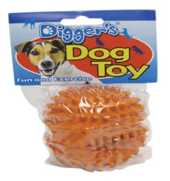 Boss Pet Digger's Orange Latex Needle Ball Ball Dog Toy Medium 1 pk