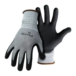 Boss Tactile Men's Indoor/Outdoor Dotted and Dipped Work Gloves Black/Gray L 1 pair