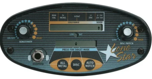 Bounty Hunter Lone Star Black Metal Detector with 9V Alkaline Batteries