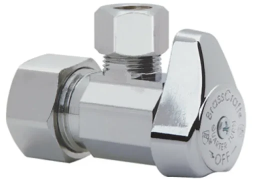 BrassCraft 1/2 in. Compression outlets X 1/4 in. Compression Brass Angle Stop Valve