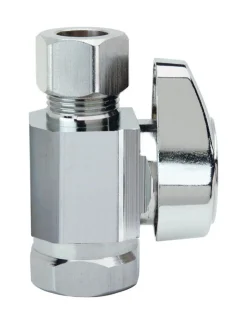BrassCraft 3/8 in. FIP outlets Compression Brass Straight Stop Valve
