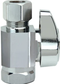 BrassCraft 3/8 in. FIP outlets Compression Brass Straight Stop Valve