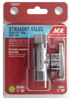 BrassCraft 3/8 in. FIP outlets Compression Brass Straight Stop Valve