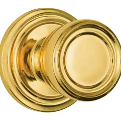 Brinks Push Pull Rotate Barrett Polished Brass Passage Knob KW1 1.75 in.