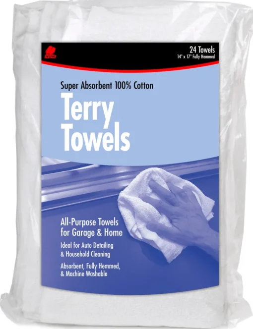Buffalo Cotton Terry Towels 14 in. W X 17 in. L 24 pk