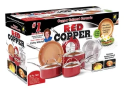 BulbHead Ceramic Copper Cookware Set Red