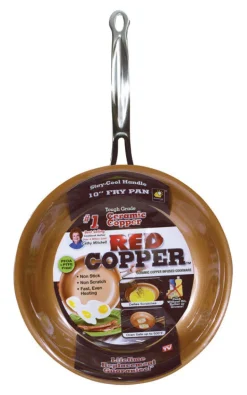 BulbHead Red Copper Ceramic Copper Fry Pan 10 in. Red