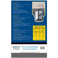 Burcam 1/3 HP 3000 gph Thermoplastic Vertical Float Switch AC Submersible Sump Pump