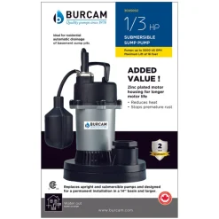 Burcam 1/3 HP 3000 gph Thermoplastic Tethered Float AC Submersible Sump Pump