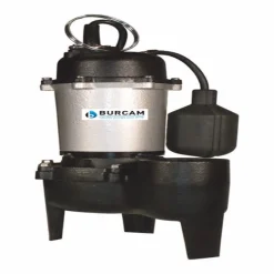 Burcam Cast Iron Tethered Float Sewage Pump 8 L ft. Cord 4A 1/2 Hp 3600 GPH 120V