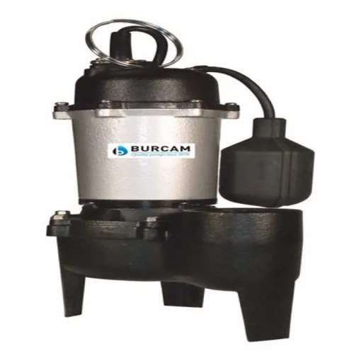 Burcam Cast Iron Tethered Float Sewage Pump 8 L ft. Cord 4A 1/2 Hp 3600 GPH 120V