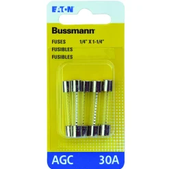 Bussmann 30 amps AGC Glass Tube Fuse 5 pk (Pack of 5)