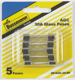 Bussmann 30 amps AGC Glass Tube Fuse 5 pk (Pack of 5)