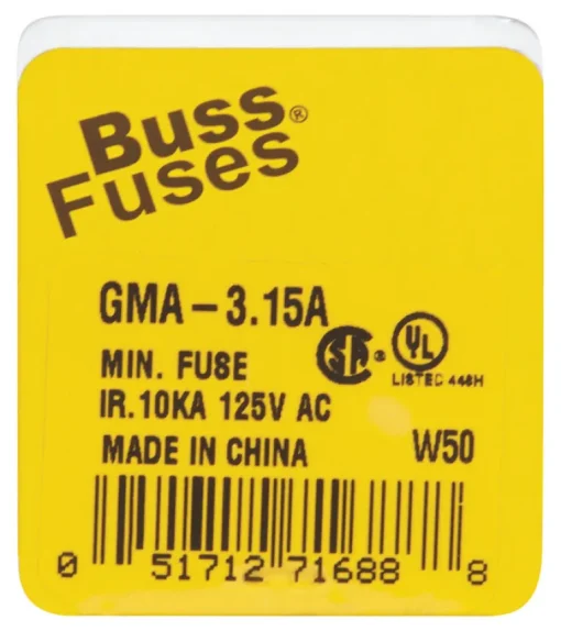 Bussmann 3.15 amps Fast Acting Glass Fuse 5 pk