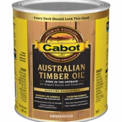 Cabot 140-3457 QT 1 Quart Amberwood Australian Timber Oil® For Outdoors (Pack of 4)