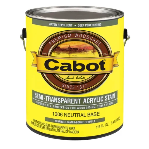 Cabot Neutral Base Semi-Transparent Water-Based Acrylic Stain 1 gal. for Wood Surface (Pack of 4)