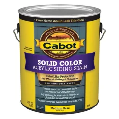Cabot Solid 0808 Medium Base Water-Based Acrylic Solid Color Acrylic Deck Stain 1 gal. (Pack of 4)