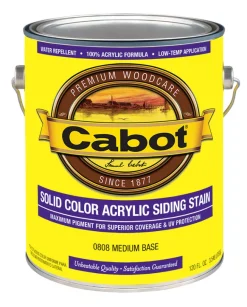Cabot Solid 0808 Medium Base Water-Based Acrylic Solid Color Acrylic Deck Stain 1 gal. (Pack of 4)