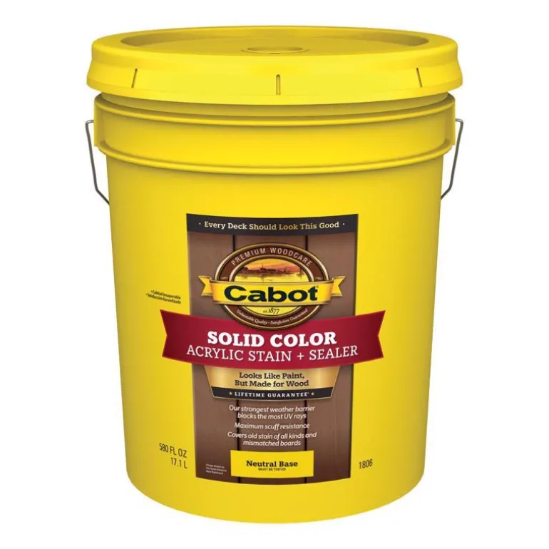 Cabot Solid Color Acrylic Stain & Sealer Solid Tintable Neutral Base Acrylic Deck Stain 5 gal