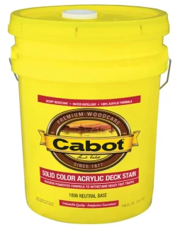 Cabot Solid Color Acrylic Stain & Sealer Solid Tintable Neutral Base Acrylic Deck Stain 5 gal