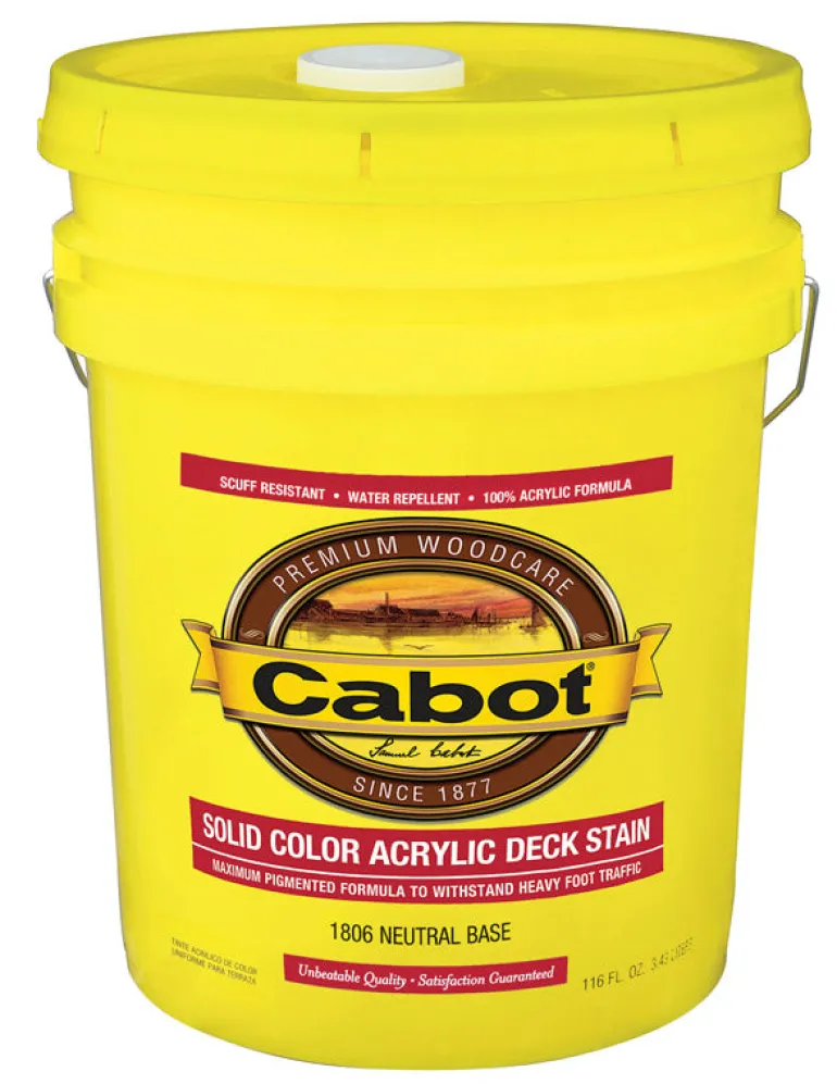 Cabot Solid Color Acrylic Stain & Sealer Solid Tintable Neutral Base Acrylic Deck Stain 5 gal