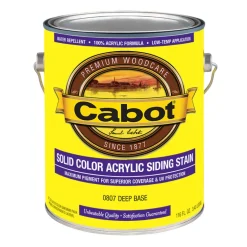 Cabot Solid Tintable 0807 Deep Base Water-Based Acrylic Solid Color Acrylic Deck Stain 1 gal. (Pack of 4)