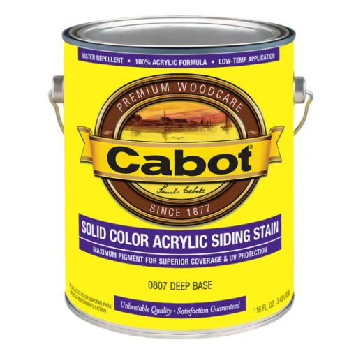Cabot Solid Tintable 0807 Deep Base Water-Based Acrylic Solid Color Acrylic Deck Stain 1 gal. (Pack of 4)