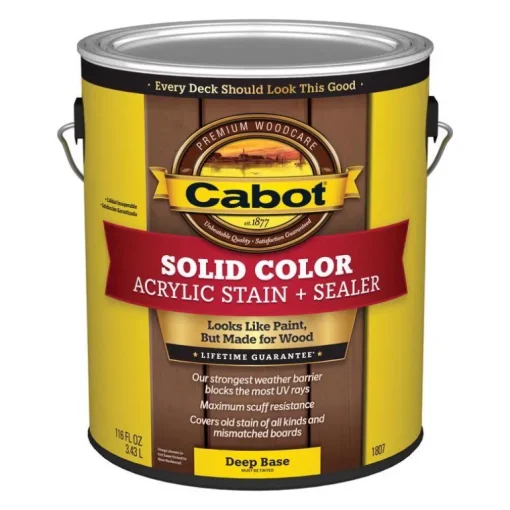 Cabot Solid Tintable 1807 Deep Base Water-Based Acrylic Deck Stain 1 gal. (Pack of 4)