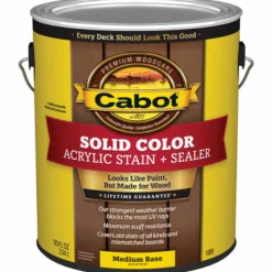 Cabot Solid Tintable 1808 Medium Base Water-Based Acrylic Deck Stain 1 gal. (Pack of 4)