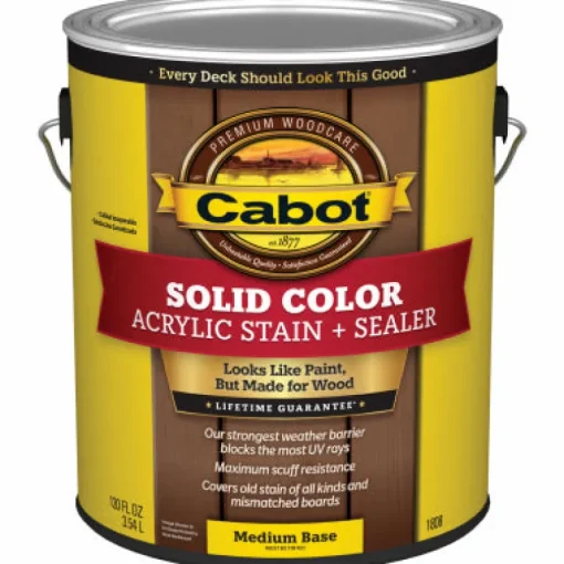 Cabot Solid Tintable 1808 Medium Base Water-Based Acrylic Deck Stain 1 gal. (Pack of 4)