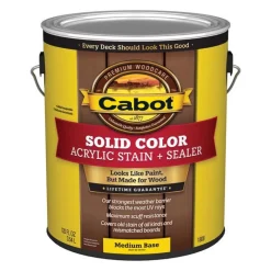Cabot Solid Tintable 1808 Medium Base Water-Based Acrylic Deck Stain 1 gal. (Pack of 4)