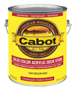 Cabot Solid Tintable 1808 Medium Base Water-Based Acrylic Deck Stain 1 gal. (Pack of 4)