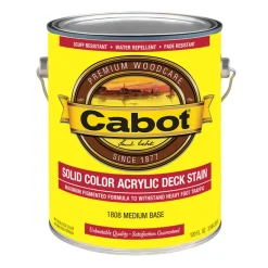 Cabot Solid Tintable 1808 Medium Base Water-Based Acrylic Deck Stain 1 gal. (Pack of 4)