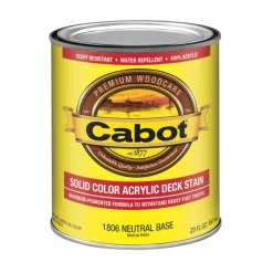 Cabot Solid Tintable 1806 Neutral Base Oil-Based Acrylic Deck Stain 1 qt. (Pack of 4)