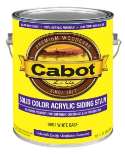 Cabot Solid Tintable 0801 White Base Water-Based Acrylic Solid Color Acrylic Deck Stain 1 gal. (Pack of 4)