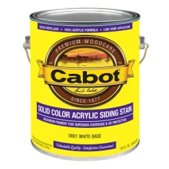 Cabot Solid Tintable 0801 White Base Water-Based Acrylic Solid Color Acrylic Deck Stain 1 gal. (Pack of 4)