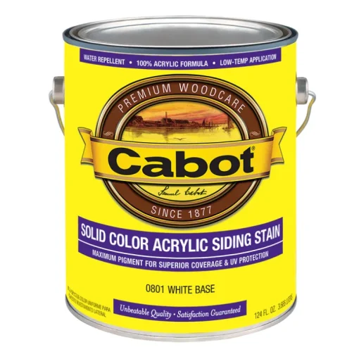 Cabot Solid Tintable 0801 White Base Water-Based Acrylic Solid Color Acrylic Deck Stain 1 gal. (Pack of 4)