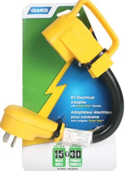 Camco Power Grip 12 in. 30 amps RV Electrical Dogbone Adapter 15-30A 1 pk