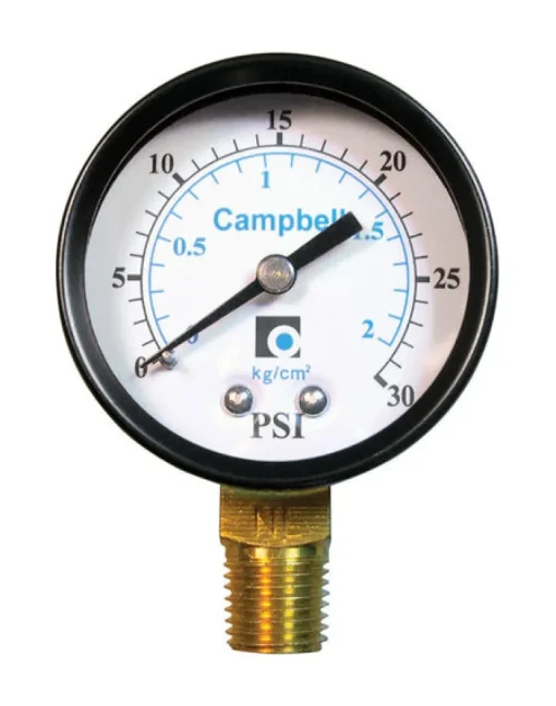 Campbell 2 in. Brass Pressure Gauge 30 psi