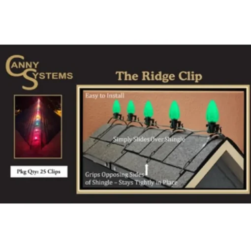 Canny System Ridge Clip Plastic Clear Light Hanging Clips and Staples (Pack of 12)