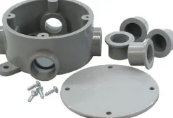 Cantex 15-3/16 cu in Round PVC 1 gang Junction Box Gray