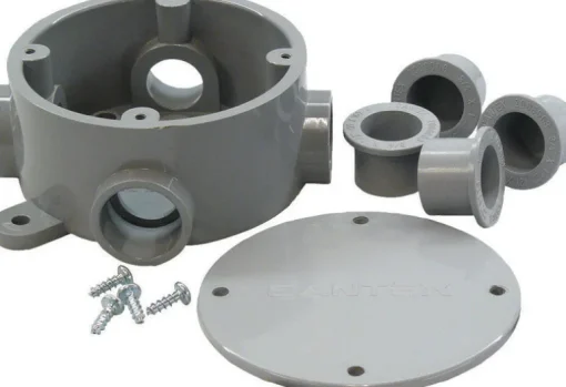 Cantex 15-3/16 cu in Round PVC 1 gang Junction Box Gray