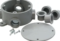 Cantex 15-3/16 cu in Round PVC 1 gang Junction Box Gray
